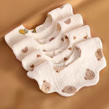 Bib šesť vrstiev čistej bavlny vrások handričkou sliny uterák namáčanie vlhký vzduch nepremokavé nohavice s náprsenkou pľuvanie mlieko novorodenca bib