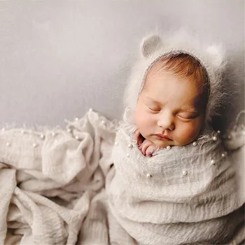 Dojčatá Fotografie 90x170cm Blacket Pearl Zábal Detská Deka Novorodenca posteľná bielizeň Swaddle Prop Suveníry