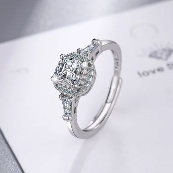 0.3 CT Princezná Rez Moissanite Zásnubný Prsteň Lab Diamond Svadobné Kapely Jednoduché Unisex Svadobné Prstene Nastaviť Pár Krúžky