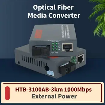 1/3 Pár Vlákien kombinovaný Vysielač a prijímač HTB-3100AB-3km 10/100/1000Mbps Single Mode SC Fiber Port Optickým Prevodníkom Externé Napájanie
