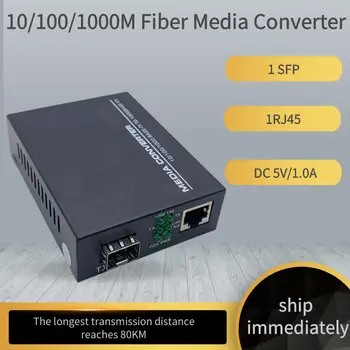 10/100/1000M, Ethernet Converter Vysielač Optických Prepínač 5-12V Podporu SFP Vlákniny RJ45 Gigabit Media Konvertor