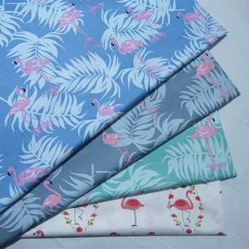 100% bavlna twill handričkou cartoon Flamingo listy tkaniny pre DIY postieľky deti hniezdo posteľná bielizeň vankúše oblečenie prešívanie handwork dekor