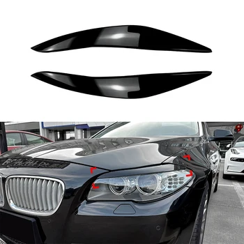 1Pair Čierne Auto Svetlomety Obočia, očných Viečok Výbava Kryt Pre BMW Série 5 F10 F11 2011-2014 Auto Samolepky Viečka Výbava Kryt