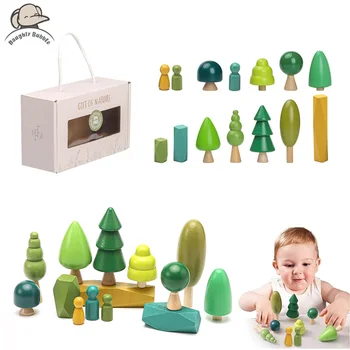 1Set Drevené Prírodné Simulácia Strom Drevené Hračky pre Deti Montessori Hra Vzdelávacie Hračky Detská Izba Dekorácie Dieťa Dary