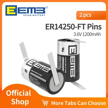 2 KS EEMB 3.6 V 1/2 AA Batéria ER14250 Lítiová Batéria s FT Pin 14250 1200mAh Batérie pre PLC Alarm, Senzor