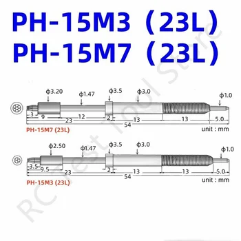 20/50PCS PH-15M3 PH-15M7 23L 23 mm Dĺžka Jar Test Sonda IKT Test Pin Pre PCB Test M3 Hlavu M7 Hlavu Dia 2,5 mm 3,2 mm