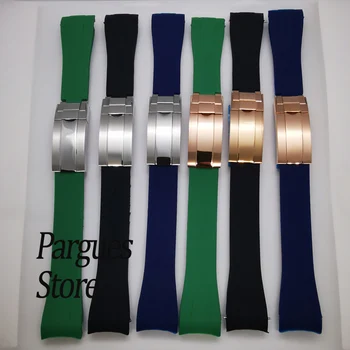 20 mm čierna modrá zelená gumy hodinky remienok z nerezovej ocele, striebra/rose gold/black pracka