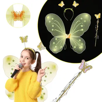 2022 Nové Cosplay Dresing Dámy Party Decor Detský Maškarný Nastaviť Princezná Vlasy Hoop Motýlích Krídel Víla Palička