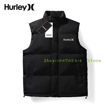 2023 Hurley Nové Klasické Čierne Nadol bunda, Biela vesta jednoduché pocket vest bundy