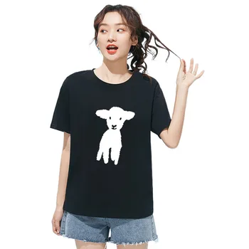 2023 Lete Cartoon Ovce Tlač na Tričká Topy Modrá Čierna Mäkké Bavlnené Quick Dry Vonkajší Cvičenie Muži Ženy Krátke Rukávy T-shirt