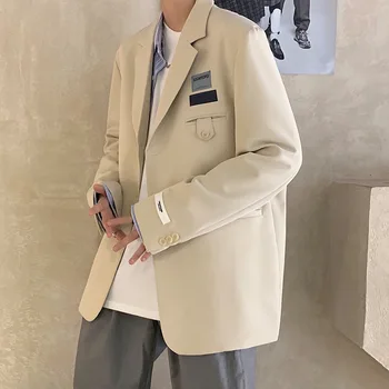 2023 Luxusné Bežné Mužov Sako Nastaviť Streetwear Elegantné Kórejský Hong Kong Štýlový Jarný Kabát