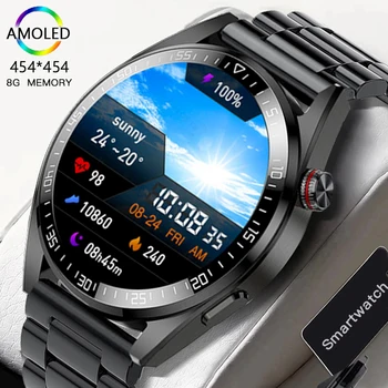 2023 Nové 8G Pamäť Smart Hodinky AMOLED 454*454 HD Vždy Zobrazovať Čas Bluetooth Hovor Smartwatch Pre Mužov Huawei TWS Slúchadlá