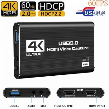 20pcs USB 3.0 4K 60 HZ 1080P 60Fps HD Video Capture Kartu, Video Prevodník, HDMI Výstup Live Streaming Pre XBOX PS4 MAC