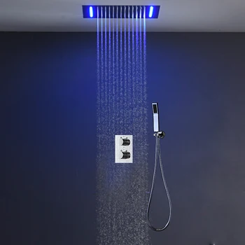 360x500mm Multicolor LED Sprcha Nastaviť Termostatické Zrážok Zapustené Showerhead Kúpeľňa systému
