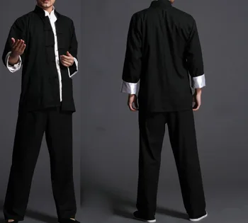 3ks/set Mužov bavlna&bielizeň Bojových umení Tang obleky mužov wing chun uniformstai chi kung fu oblečenie setsblack/modrá/béžová biela