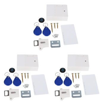 3X RFID Elektronické Skrinka Zámok DIY Pre Drevené Zásuvky, Skrine, Pripravený Na Použitie, v & Programovateľné(Biela)