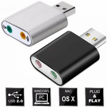 400pc Externý USB Audio Zvukovú Kartu, USB, Jack 3,5 mm Converter pre Slúchadlá, Adaptér Mikrofón Slúchadlá, Virtuálny 7.1 Kanál, Mikrofón