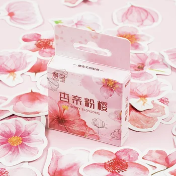 45Pcs Box Ružovej Nálepky Kvety Marhule Cherry Blossom Koláž Materiál Spotrebný Darčeky Scrapbooking Dekorácie Nové 4CM
