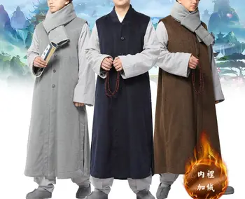 4color zime teplé Budhistický Mních šaty vesta zen vyhovuje položiť oblečenie, uniformy shaolin monks kungfu župan modrá/šedá