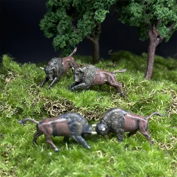 4Pcs 1/87 Ho Rozsahu voľnej prírode Jak Model Simulácie Zvieracích Živice Model Vlakovej Scény Miniatúrne Zber Piesku Tabuľka Krajiny