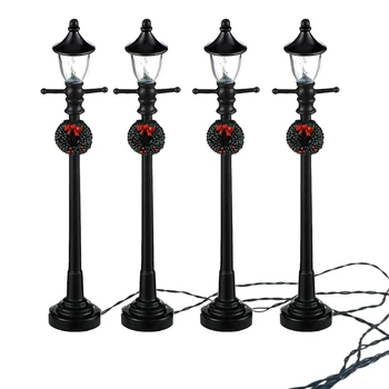 4Pcs Mini Vianočný Lampa Post Vlak Lampa Miniatúrne Dekoratívne Street Light pre DIY domček pre bábiky Obci Cesty B012