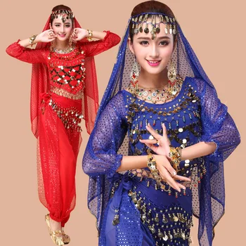 4pcs/Set Ženy, Brušný Tanec Kostýmy Pre Lady Orientálna Egypt Brušného Tanca pre Dospelých Bollywood Kostýmy Indickej Štádium Oblek