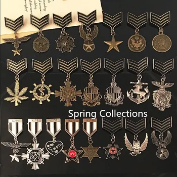 5 ks/veľa vintage Zmiešané Príslušenstvo Kovu s Pokovovanie Navy Štýl pin brošňa odznak strapec brošňa vojenský odznak medaila Kov