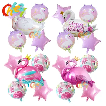 5 ks Veľká biela labuť Fóliové Balóniky Narodeniny, Svadobné Dekorácie Deti hračky Ružový korunovaný flamingo hélium te amo balón