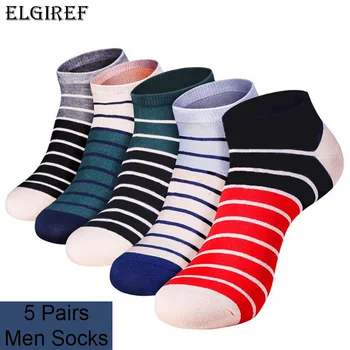 5 Párov Kvalitných Letných Mužov Pruhované Ponožky Šport Voľný čas Priedušná Pohodlné Absorpciu Potu A Členkové Ponožky Veľkoobchod