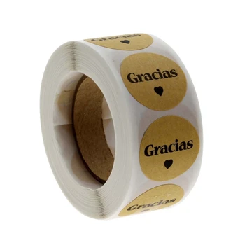500 Kusov Španielsky Ďakujem Nálepky Samolepiace Kraft Gracias Label Nálepka