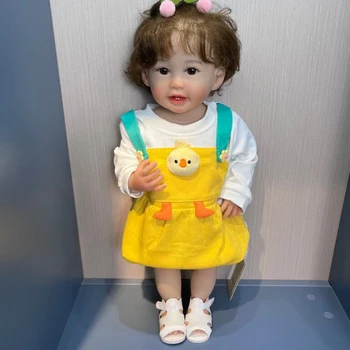 55 CM celého Tela Silikónové Reborn Baby Doll Ázijské Batoľa Teegan Dievča Bebe Realisticky Sof Dotyk Nepremokavé Deti Hračky môžete Kúpať