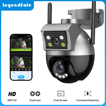 6MP Duálny Objektív PTZ Wifi Vonkajšie 10X Zoom Kamery Farebné Nočné Videnie CCTV Bezpečnostné Kamery, Automatické Sledovanie iCam365