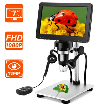 7 Palcový 1080p displej LCD, Digitálny Mikroskop Káblové Remote1200x Zväčšenie Ručné Mikroskop Video Rekordér Pre Vonkajšie Pozorovanie