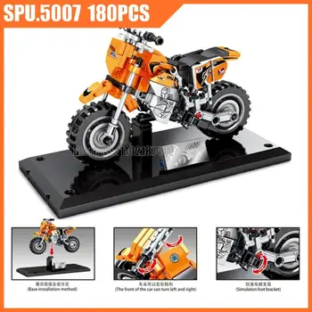 701106 180pcs Technické Orange Motocykel Motorke Stavebné Bloky Hračka Tehla