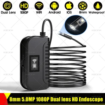 8 mm 5.0 MP 1080P Duálny Objektív WIFI HD Endoskopu Fotoaparát Endoskopické Kontroly Videoscope Had Kábel Borescope Pre iOS iphone Android