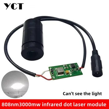 808nm 3000mw neviditeľné infračervené dot nastaviteľné nočné videnie laser modul high-výkon lasera lampa
