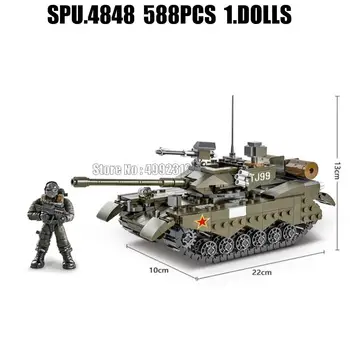 819a 588pcs Vojenské Typ 99 Hlavný Bojový Tank Reálne Bábiky Armády Zbraň Chlapec Stavebné Bloky Hračka