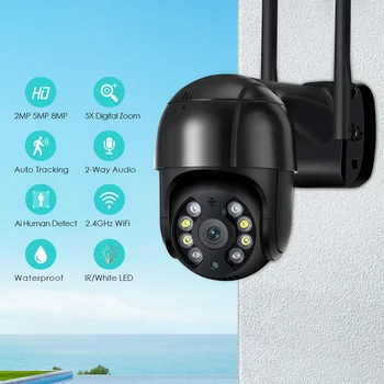 8MP 4K IP Fotoaparát 5MP Speed Dome Auto Tracking PTZ Kamery Smart Home Vonkajšie Bezdrôtové WIFI Kamera Dohľadu Monitor