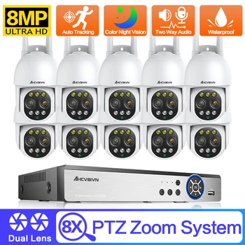 8MP Bezdrôtový kamerový Súprava 4K NVR CCTV IP Kamera WiFi PTZ Bezpečnostný Systém, H. 265 Plug&Play pre Domáce Dome Cam 10CH XMeye