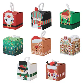 8pcs Vianočného Darčeka DIY Papier Candy Box 5.5x5.5cm Tajomné Box Veselé Vianočné Dekorácie pre Domov Firmware Nový Rok 2023
