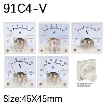 91C4 DC Voltmeter Analógový Panel Napätie Meter Mechanického Ukazovateľa Typ 3/5/10/15/20/30/50/100/150/250V
