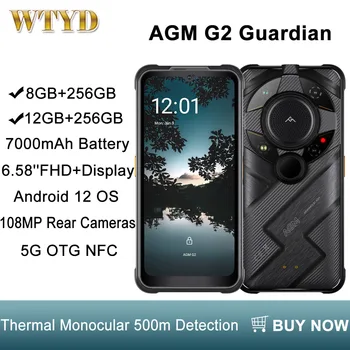 AGM G2 Guardian 5G Robustný Telefón 500m Tepelnej Monokulárne & Infračervené Nočné Videnie Fotoaparát, 8GB / 12 GB+256 GB 7000 mAh NFC Smartphone