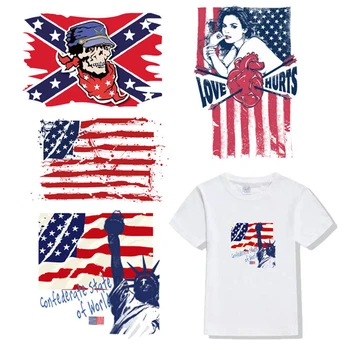 Americká Vlajka Patch Žehlička na Transfery na Oblečenie žehličky na Vinyl Prenos Odznak Nálepky na Sušenie Textílie Tepelnej Nálepky