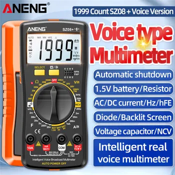 ANENG SZ08+ Hlasového Vysielania Multimeter Ultra-tenké skladovanie Veľký Displej Digitálny Profesionálny Merač Tester Nástroj s Otestovať Pero Riadok