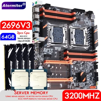 Atermiter Dual X99 Doska S LGA 2011-3 XEON E5 2696 V3*2 S 4pcs X 16GB = 64 GB DDR4 3200MHz Server Pamäť Combo Kit
