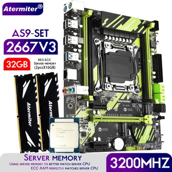 Atermiter X99 AS9 Doska Set s Xeon E5 2667 V3 LGA CPU 2011-3 2 ks X 16GB = 32 GB 3200MHz DDR4 REG ECC RAM Pamäť