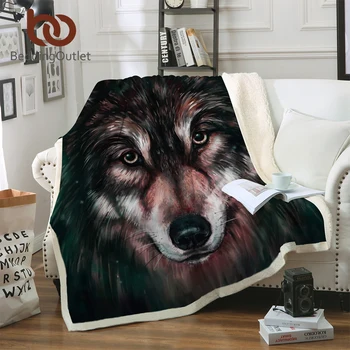 BeddingOutlet 3D Vlk Deka pre Dospelých Vlk Maľovanie Plyšové Hodiť Deka na Posteľ Sherpa Deka battaniye stelivo