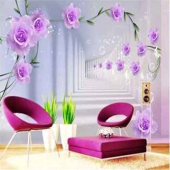 beibehang abstraktných de parede Vlastné 3D tapeta fialová kvetinové tapety nástenné dekorácie spálňa, TV joj, abstraktných de parede 3d