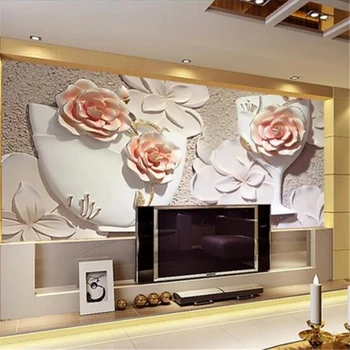 beibehang abstraktných de parede Vlastné 3d tapeta stereo rose plastický nástenná maľba gauč pozadí stenu, dekorácie, maliarstvo, 3d tapety