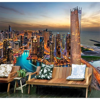 beibehang Dubaj Moderné Mestské prostredie tapety spálňa obývacia miestnosť TV stenu, tapetu Veľké 3D tapety nástenná maľba abstraktných de parede